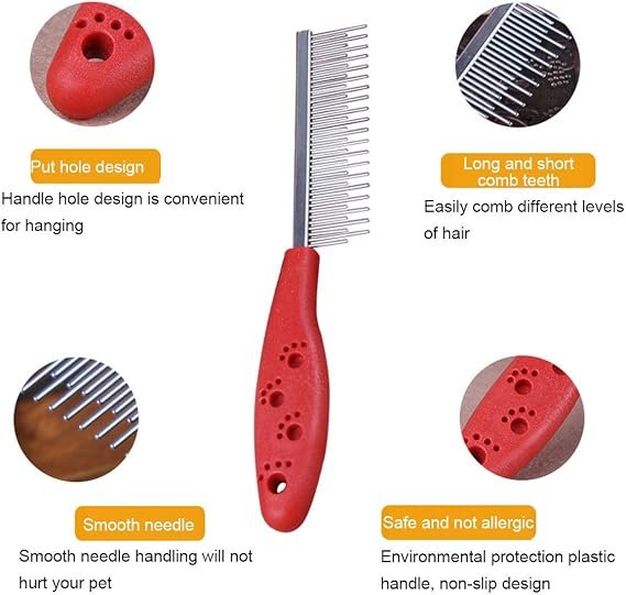 Pet Stainless Steel Comb With Plastic Handle - Image 2