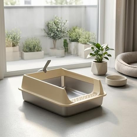 Stainless Steel High-Sided Cat Litter Box - Image 3