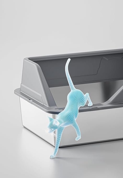 Enclosed Stainless Steel Cat Litter Box with Lid - Image 3
