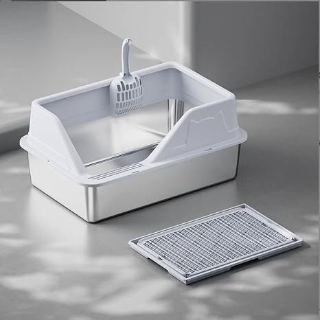 Enclosed Stainless Steel Cat Litter Box with Lid - Image 2