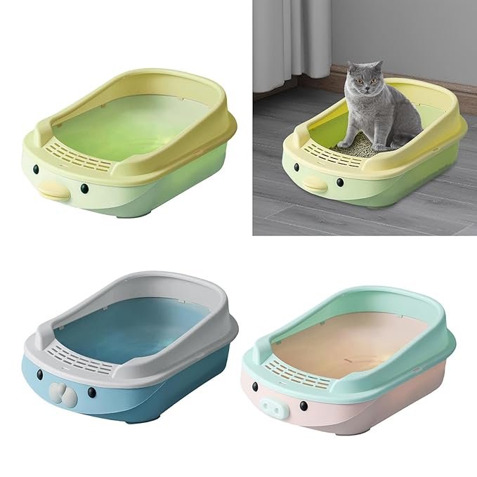 Cute Interchangable Animal Face Shape Litter Tray With Lid