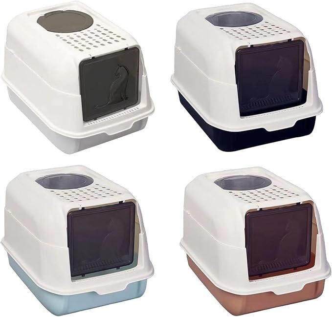 Hooded Enclosed Cat Litter Box with Flap Door - Image 2
