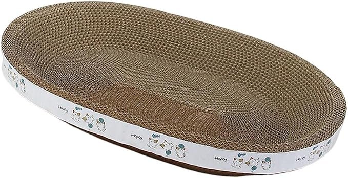 Oval Corrugated Cardboard Cat Scratcher Bed with Catnip - Image 2