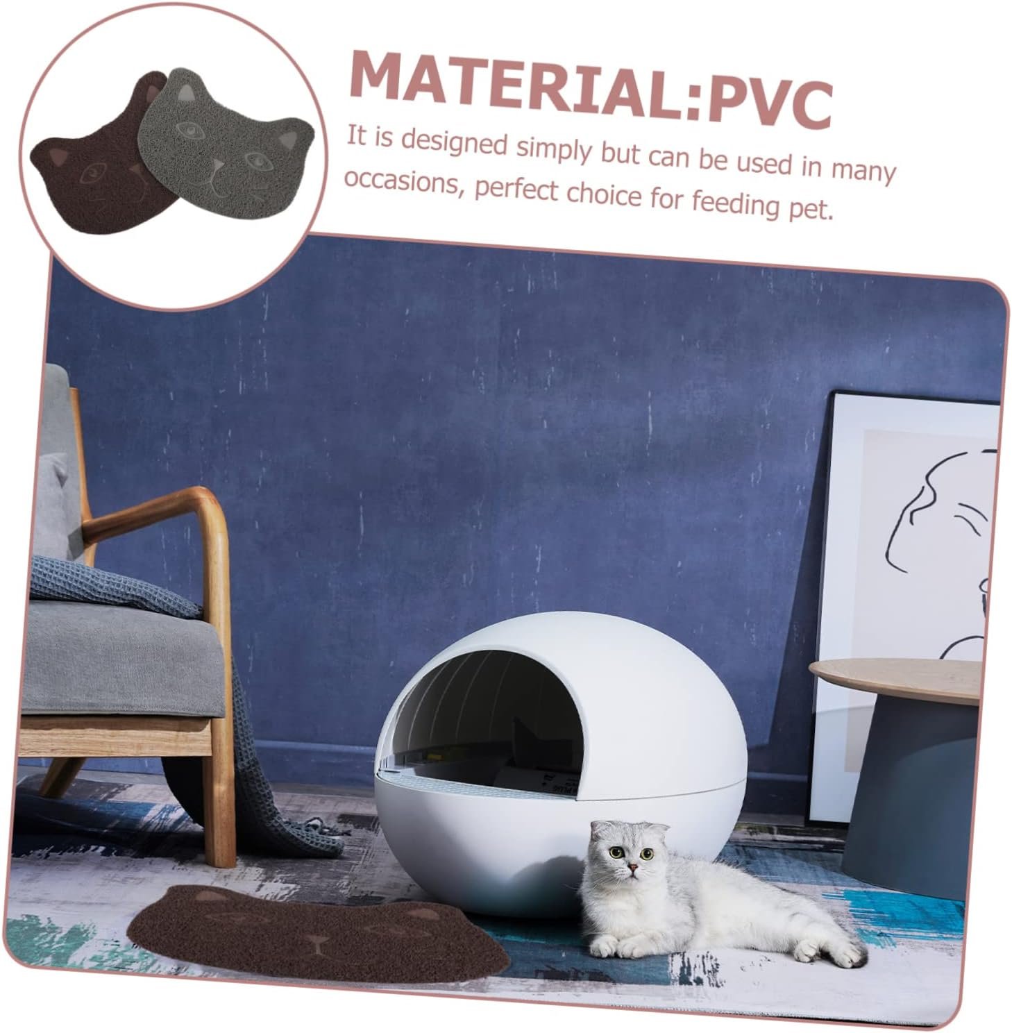 Happy Paws 2-in-1 Cat Feeding & Litter Catcher Mat - Image 2