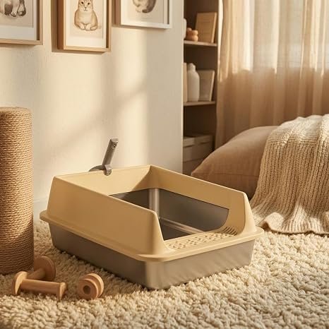 Stainless Steel High-Sided Cat Litter Box - Image 2