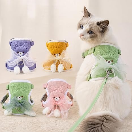 Bow & Bear Design Kitten Harness with Leash