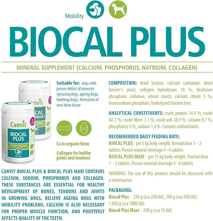 Canvit Biocal Plus Mineral Supplement for Small Dogs 230g - Image 3