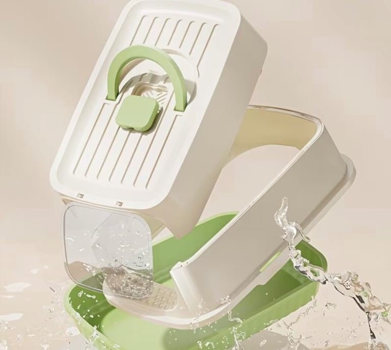 Portable Enclosed Cat Litter Box with Handle - Image 3