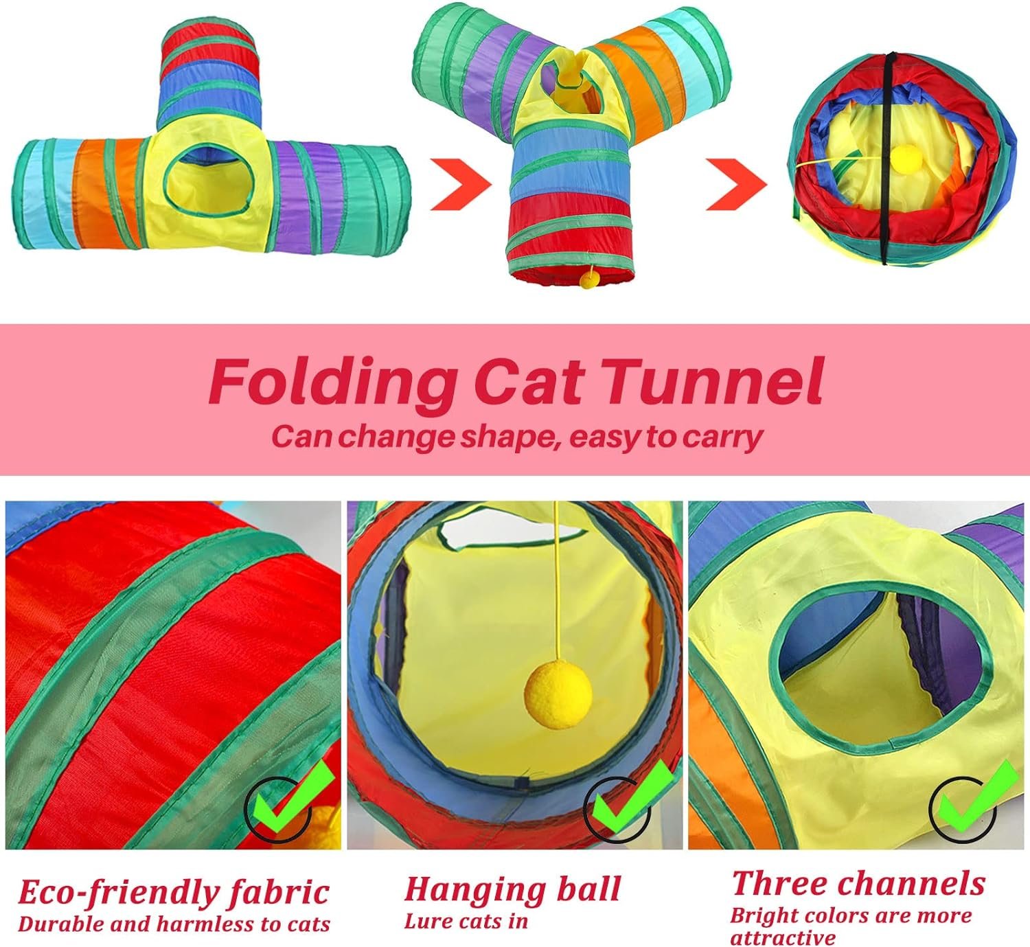 Cat Long Tunnel Toy with Ball for All Ages - Image 2