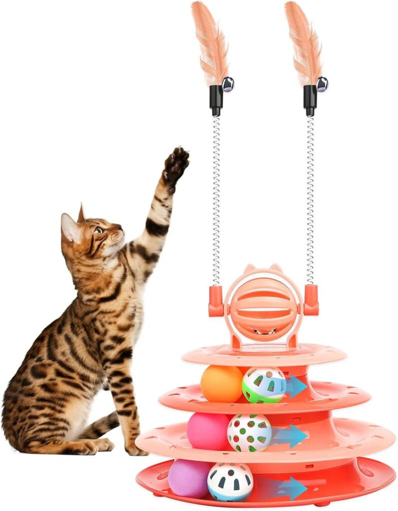 Cats Turntable Circle Track Toy with 2 Teaser Sticks