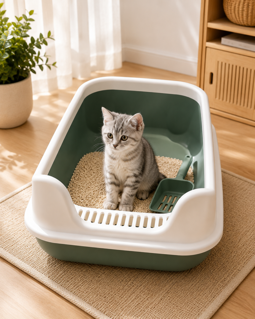 Cat Litter Box for Indoor Cats with Rim