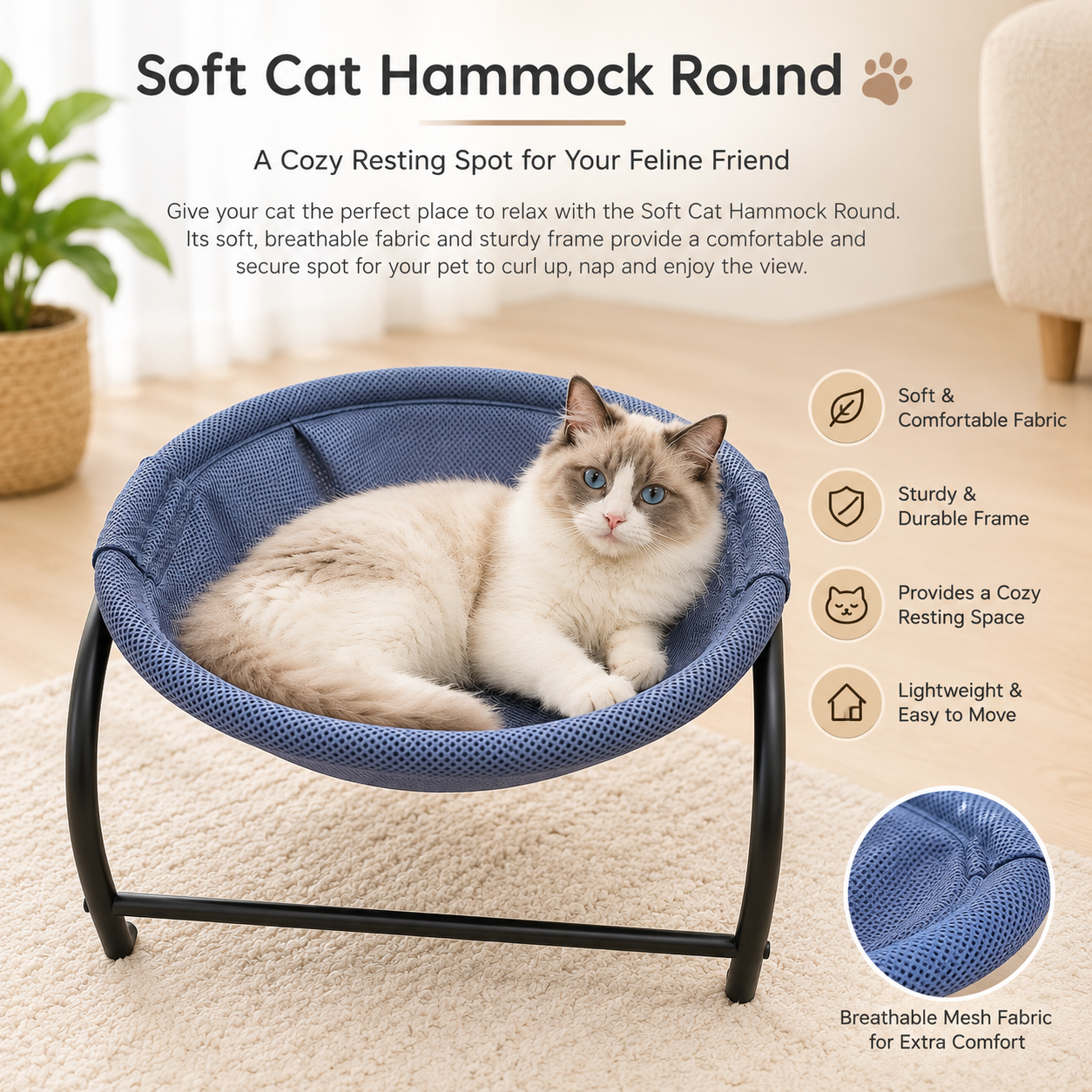 Soft Cat Hammock Round - Image 2