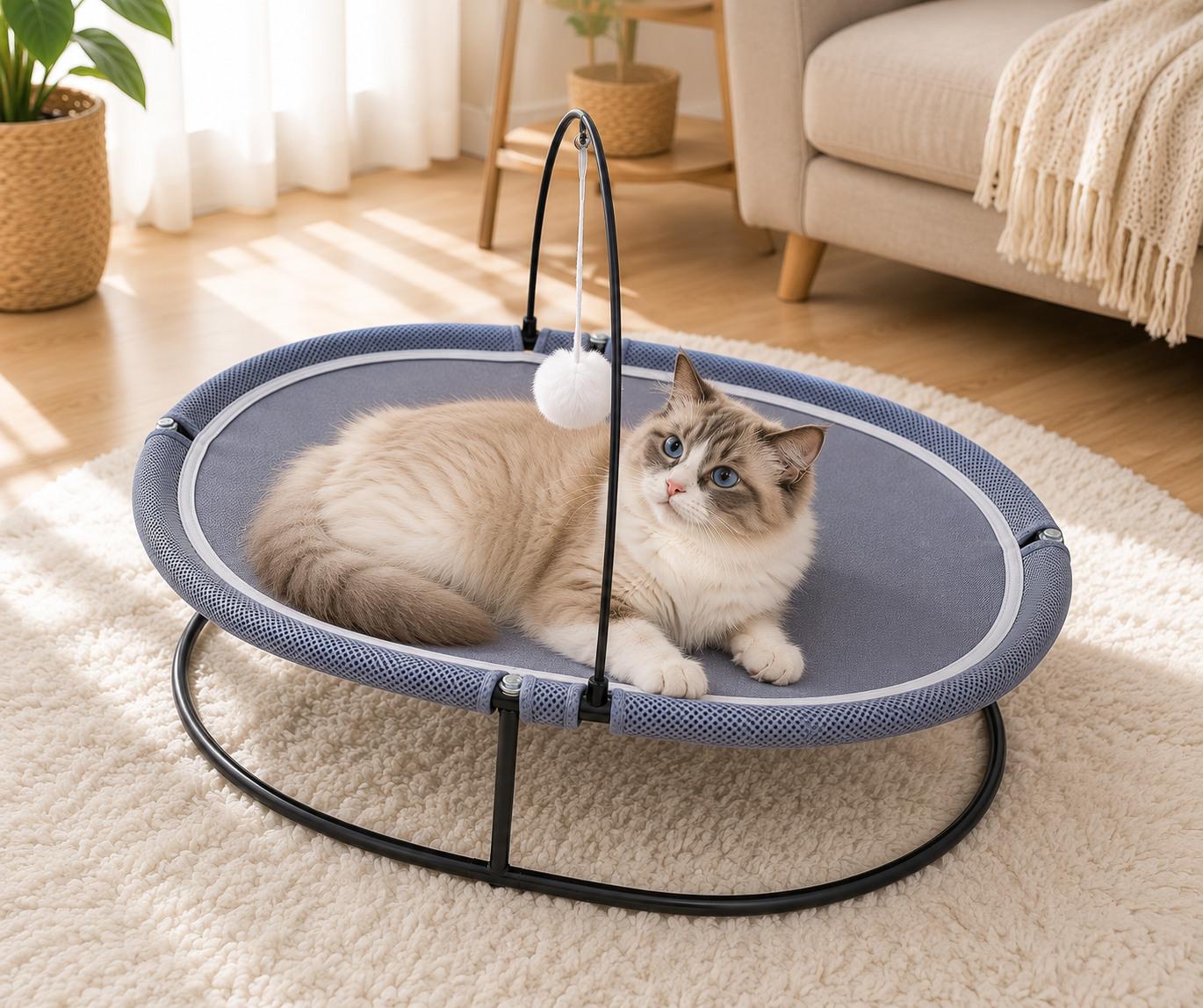 Top Med Cat Soft Hammock With Hanging Toy