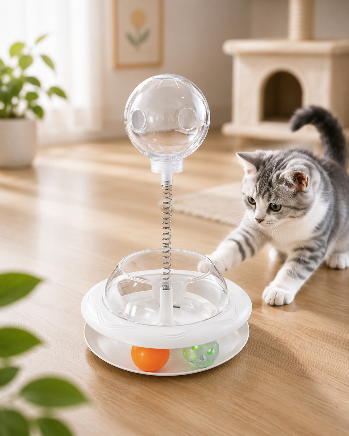 3-in-1 Interactive Spring Track Ball Cat Toy - Image 3