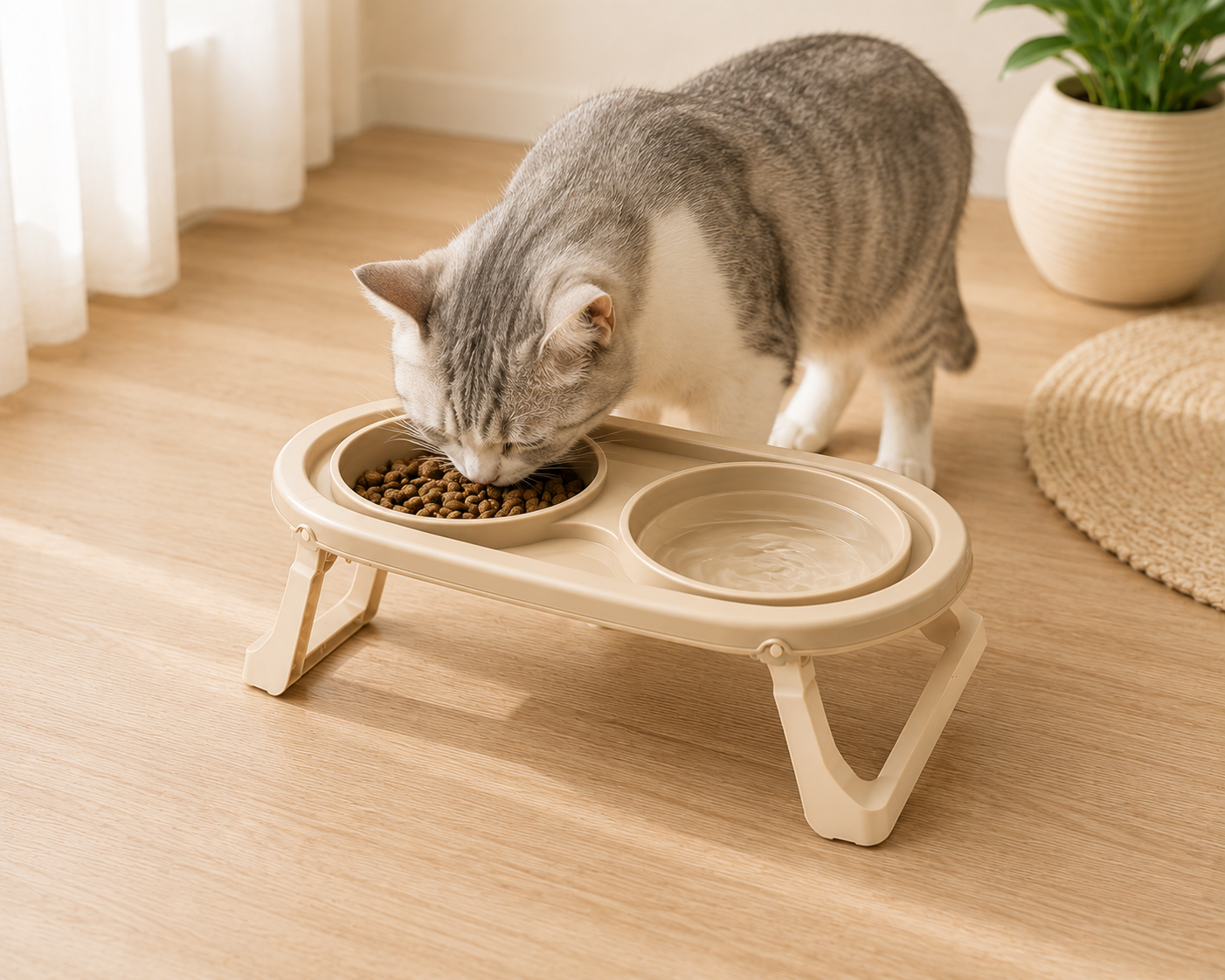 Foldable Elevated Double Pet Bowl - Image 3
