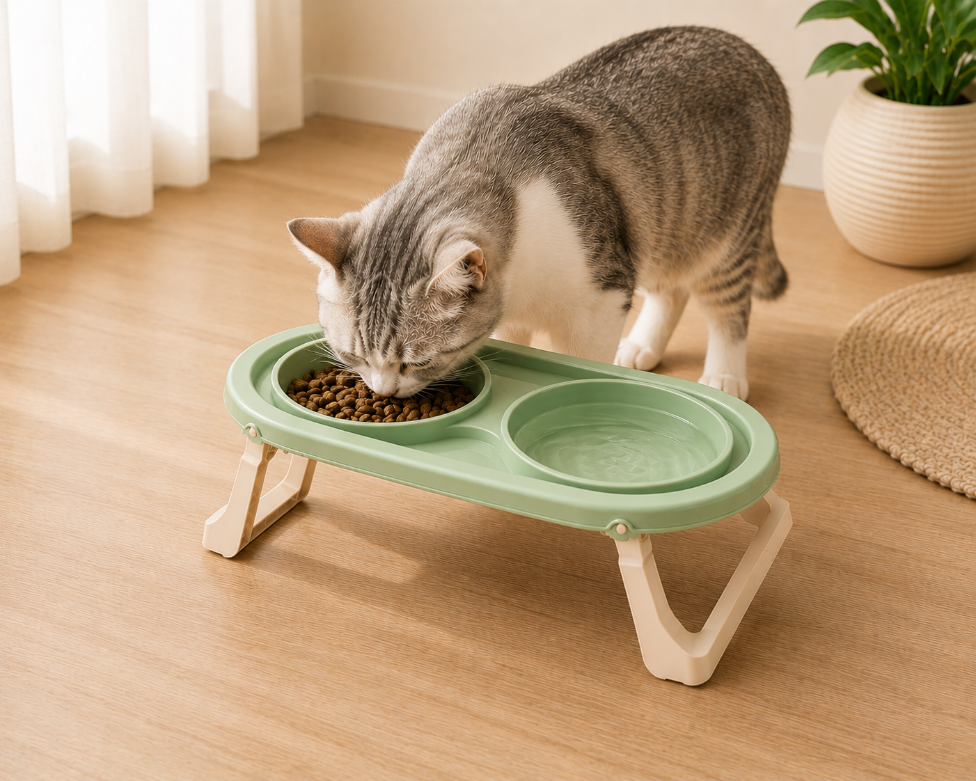 Foldable Elevated Double Pet Bowl - Image 2
