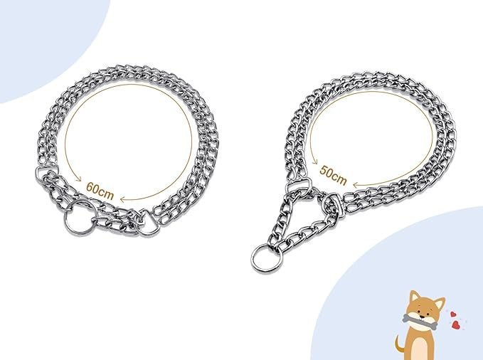 Chrome Plated Double Link Choke Chain Dog Collar - Image 3