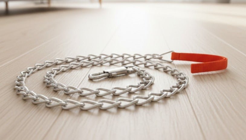 Dog Chain Leash with Red Handle - Medium - Image 2