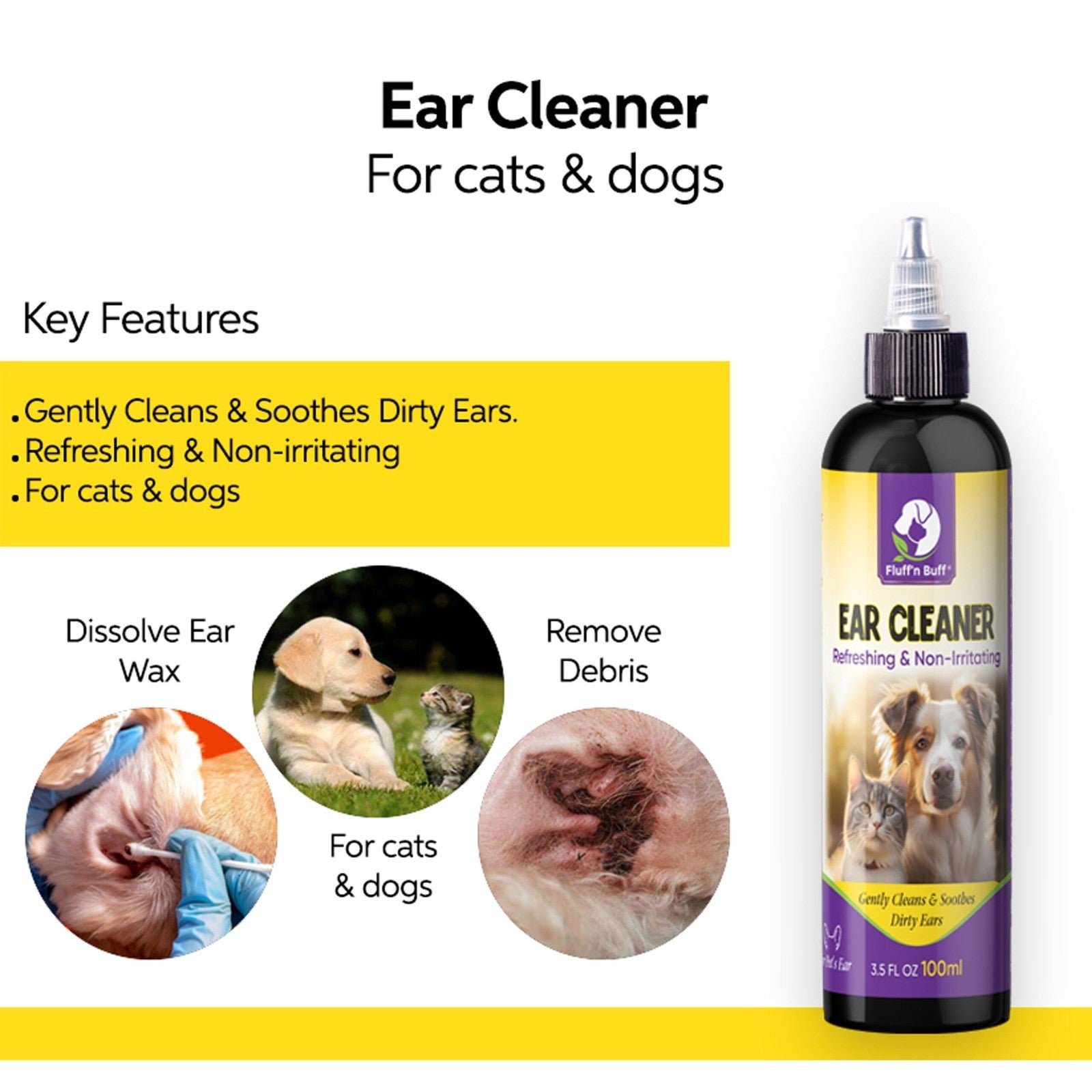 Fluffn Buff Ear Cleaning Liquid for Cats & Dogs - Image 2