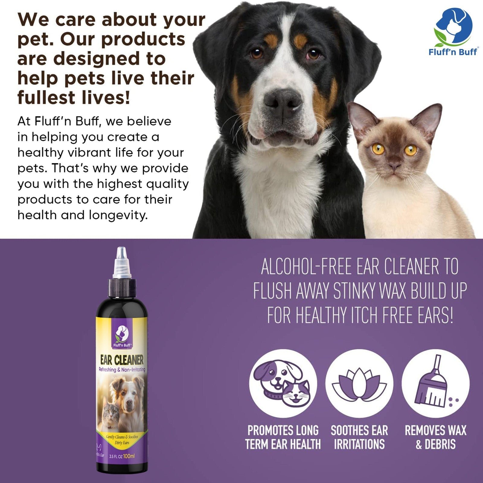 Fluffn Buff Ear Cleaning Liquid for Cats & Dogs - Image 3
