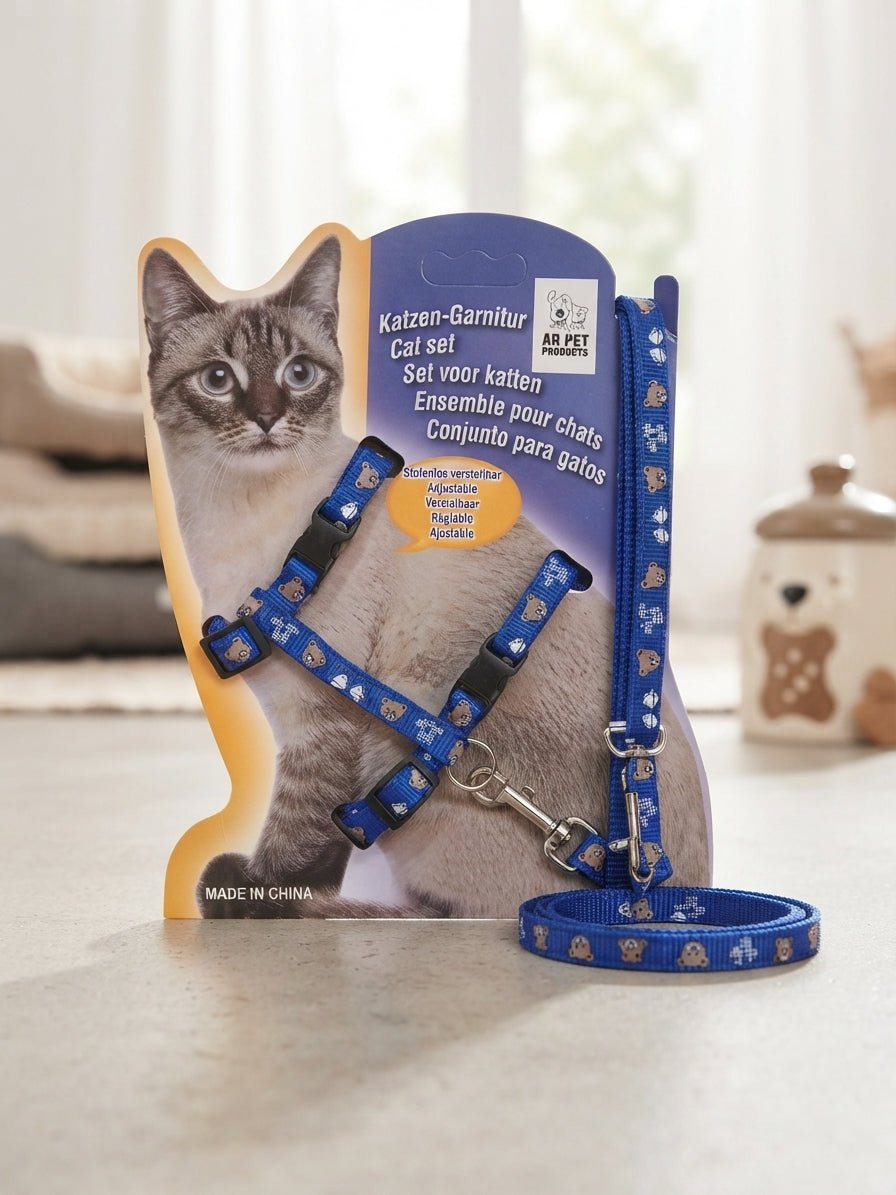 Bear Printed Cat Harness & Leash for Outdoor Cat Walk