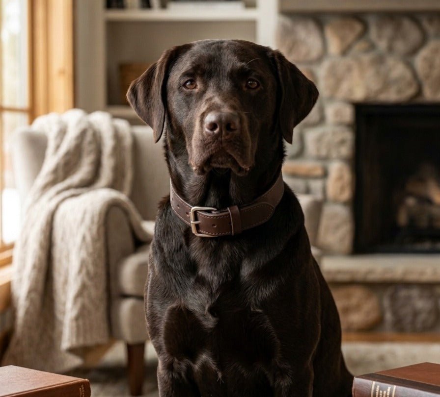 Heavy-Duty Wide PU Leather Dog Collar With Metal Ring