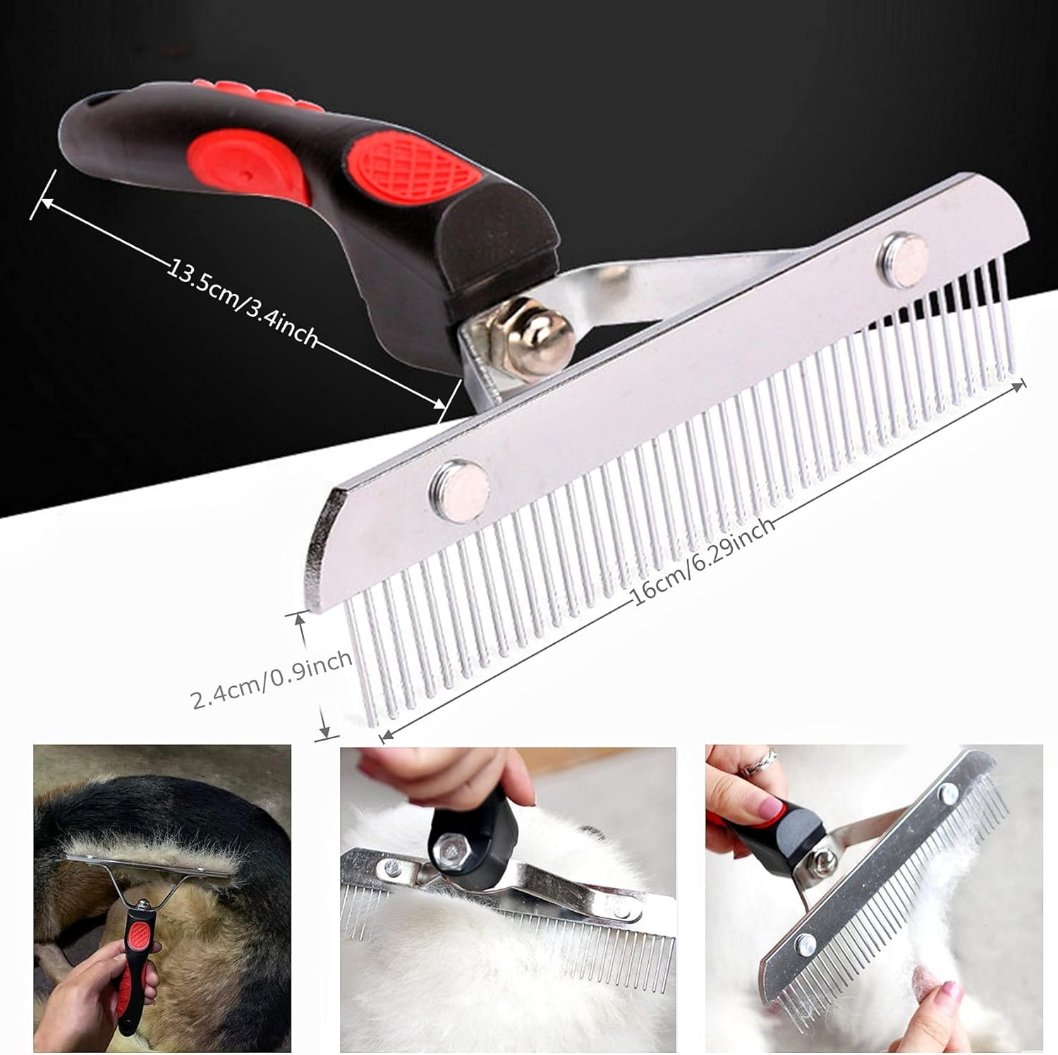 Large Undercoat Rake Comb for Deshedding Dogs & Cats - Image 3