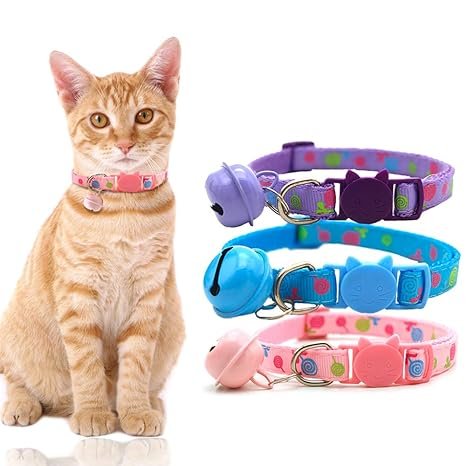 Lollipop Print Design Cat Collar With Bell