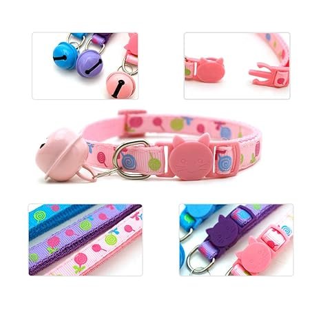 Lollipop Print Design Cat Collar With Bell - Image 3