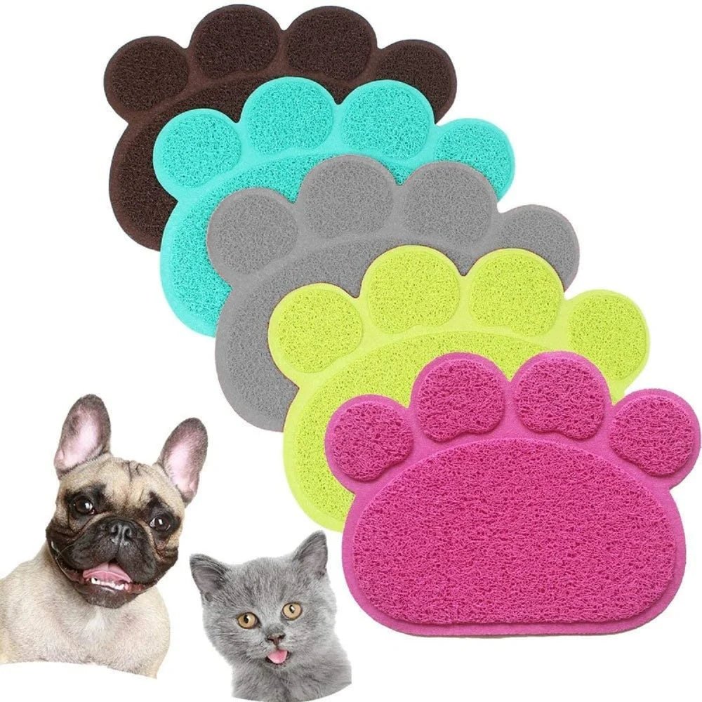 Non-Slip Paw Shaped Mat for Cat Litter Tray or Food Bowls