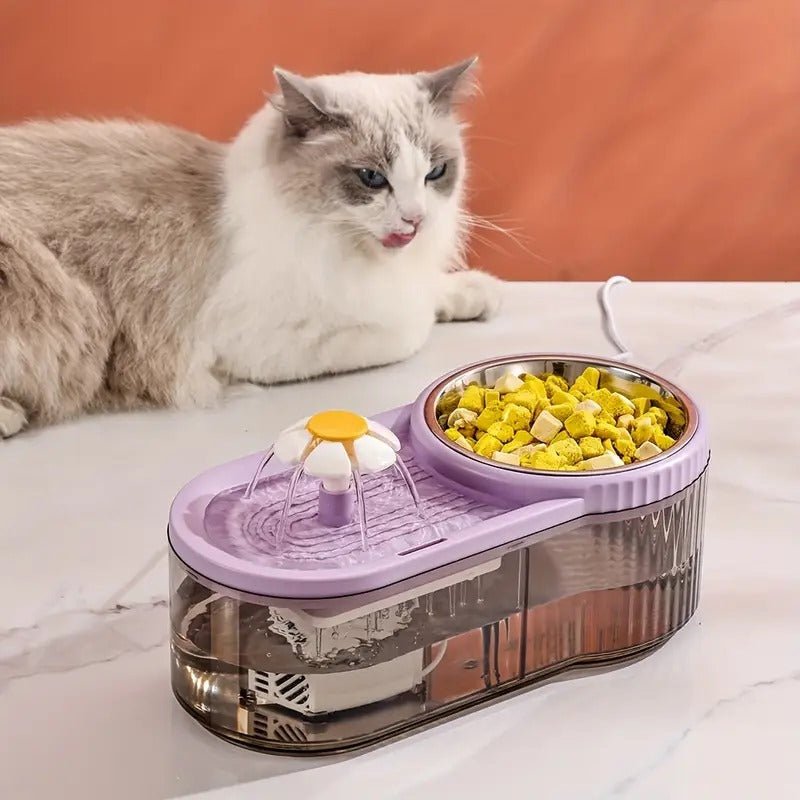 PetPure Cat Water Fountain With Elevated Food Bowl - Image 2