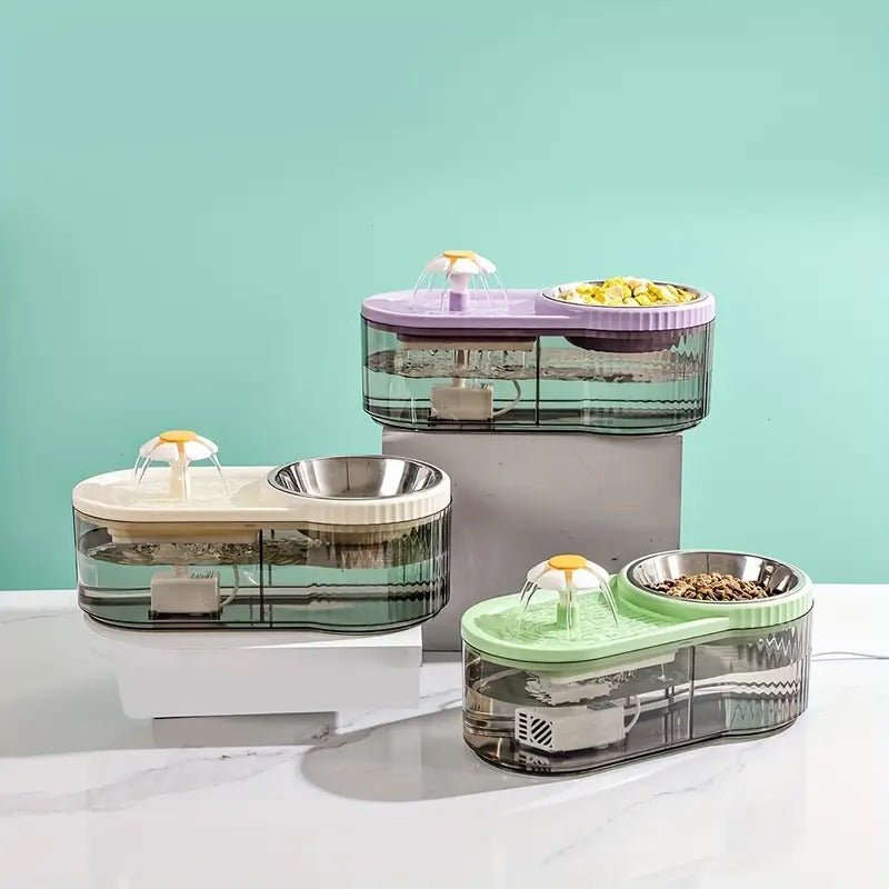 PetPure Cat Water Fountain With Elevated Food Bowl - Image 3
