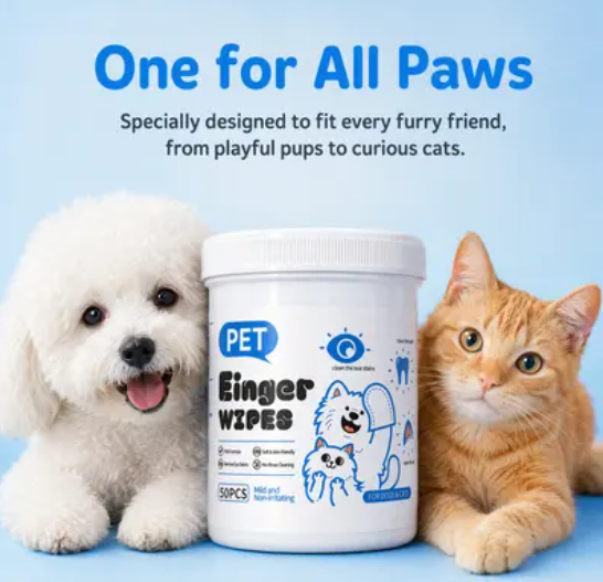 Pet Finger Multi-Purpose Grooming Wipes for Cats & Dogs (50 Wipes) - Image 2