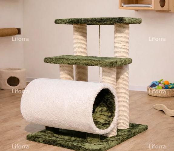 Cat Scratching Pole with Hideout Tunnel - Image 3