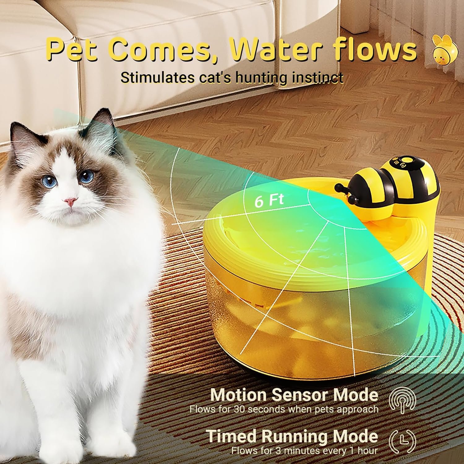 Smart Wireless Bee Fountain for Pets with Motion Sensor - Image 3
