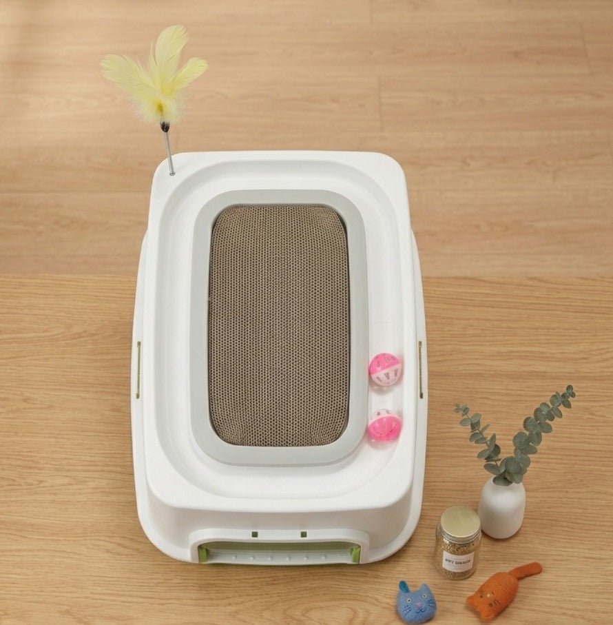 Cat Scratching Post And Cat Teaser Wand 2-in-1 Fully Enclosed Cat Litter Box - Image 2