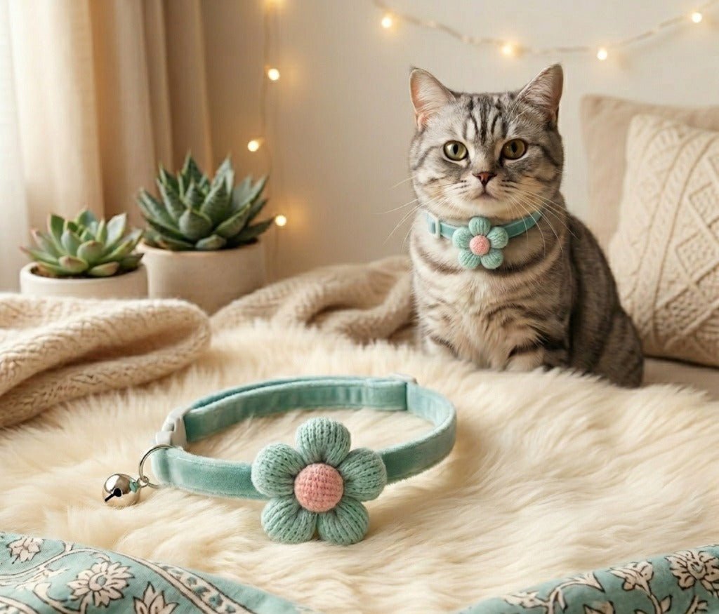 Velvet Cat Collar With Bell - Image 2