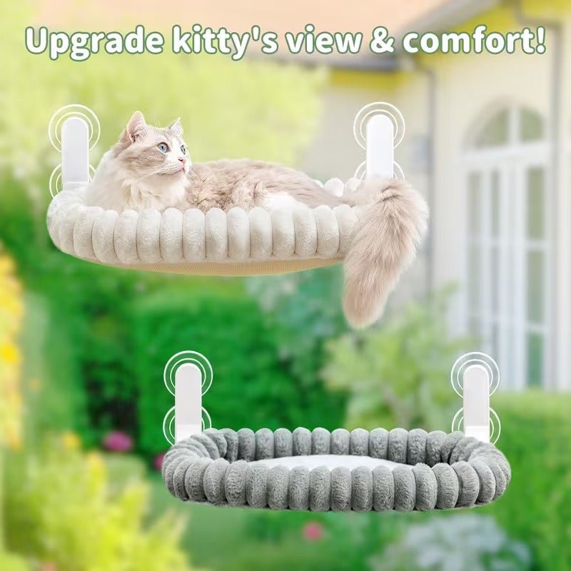Window Side Cat Hammock Soft Plush Beige - Image 2